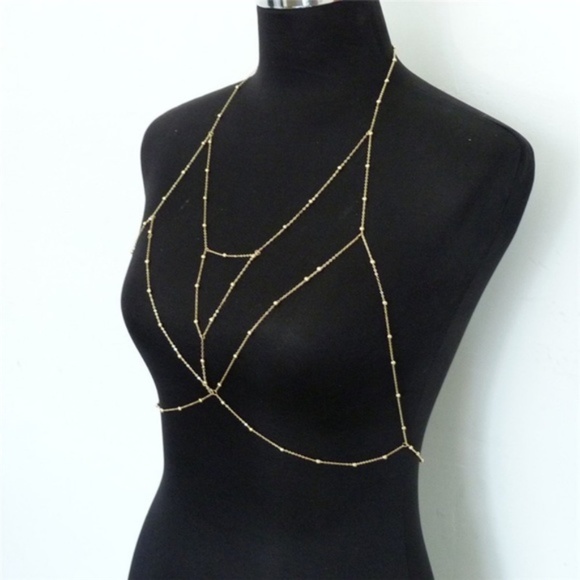 Gold Bra Body Chain Harness - Picture 2 of 2